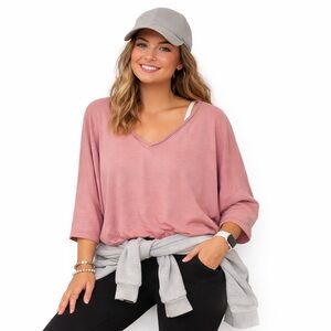 Simply Vera Vera Wang V Neck Peach Top, Size M